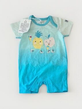 NEW Polarn O. Pyret Sz 2-4 Months Baby Boys Romper Shorts Blue 100% Cotton